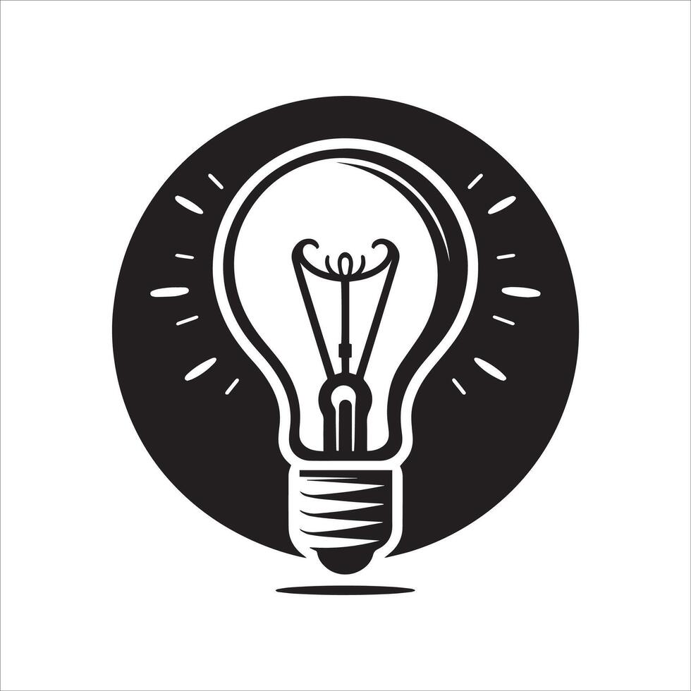 a black and white light bulb icon vector