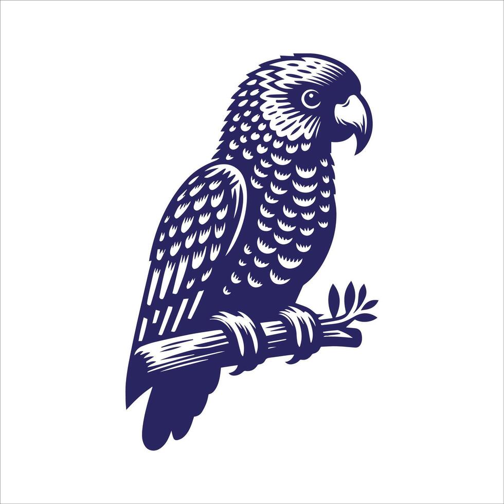 an illustration of a parrot sitting on a branch vector