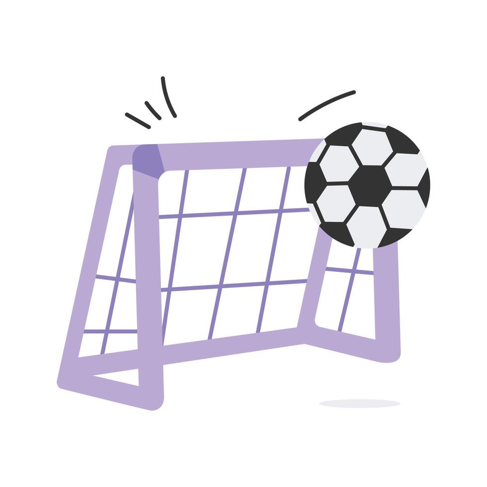 Goalpost with football, soccer goal design vector
