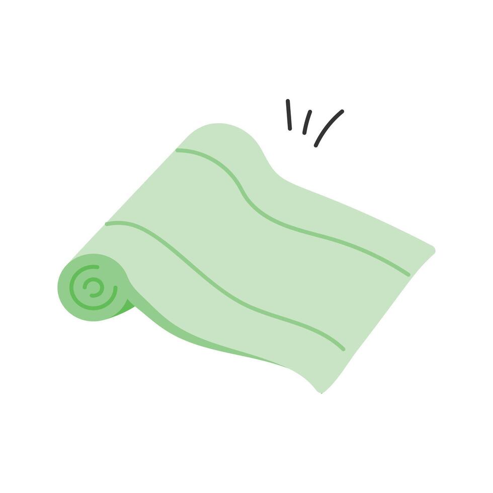 Aerobic folded mat, trendy style icon of yoga mat vector