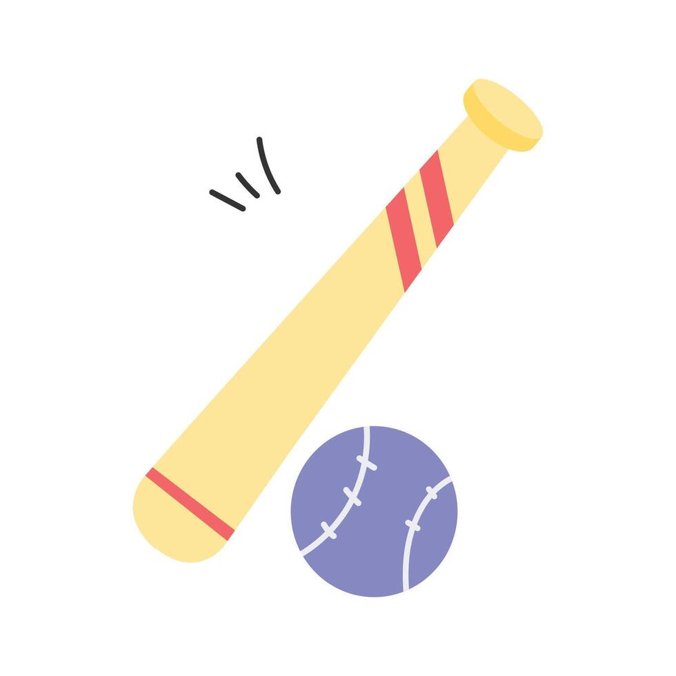 Baseball bat for powerful hits during matches vector