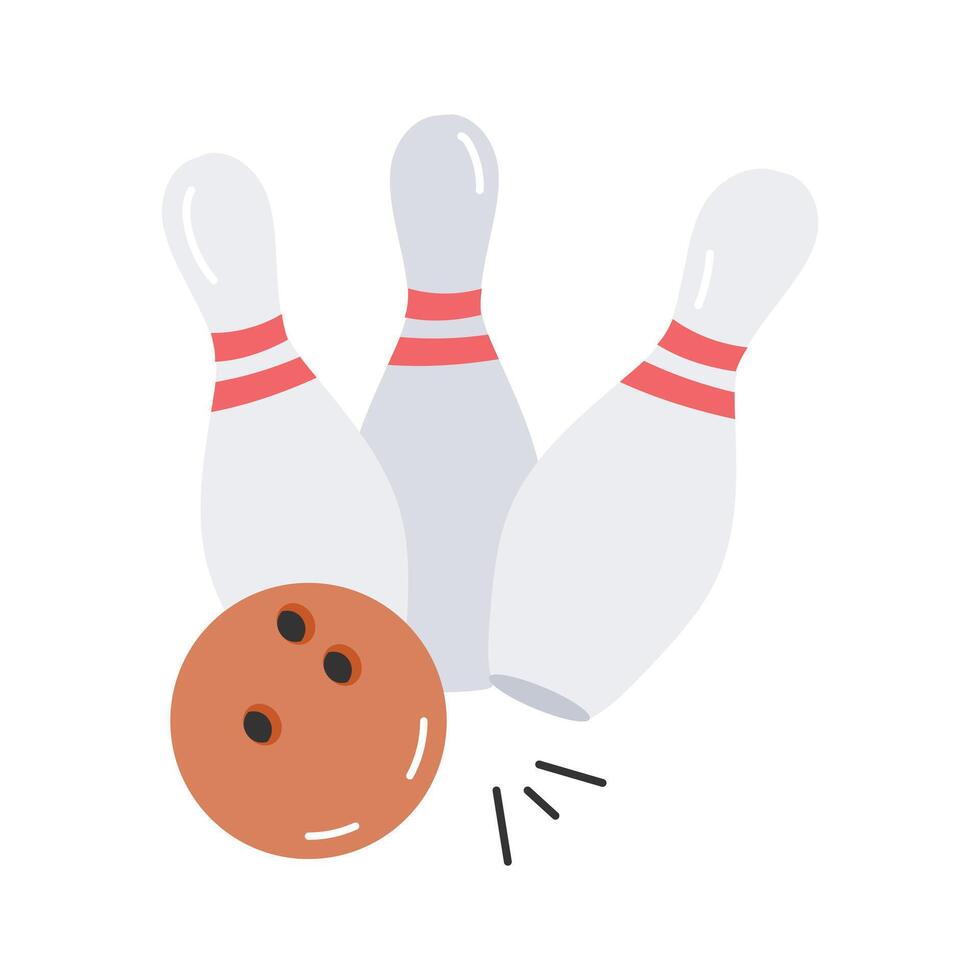 Bowling ball and pins for fun and competitive indoor games vector