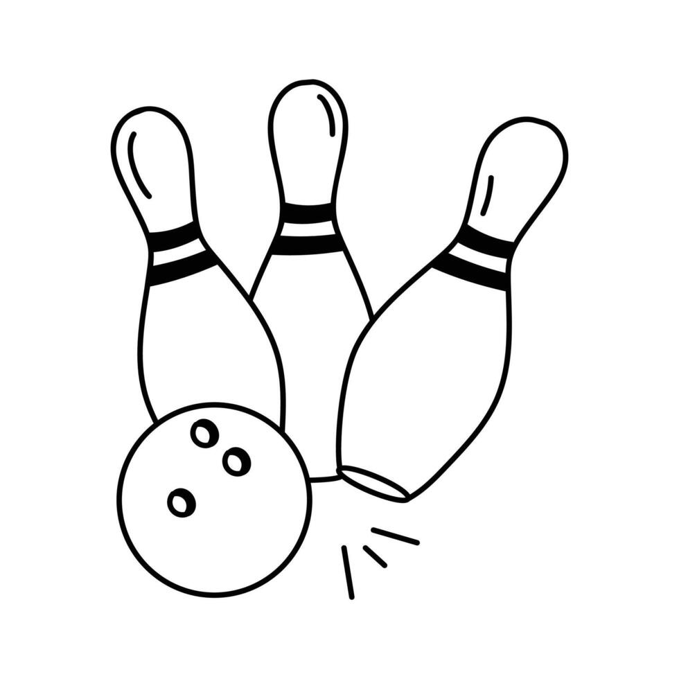 Bowling ball and pins for fun and competitive indoor games vector