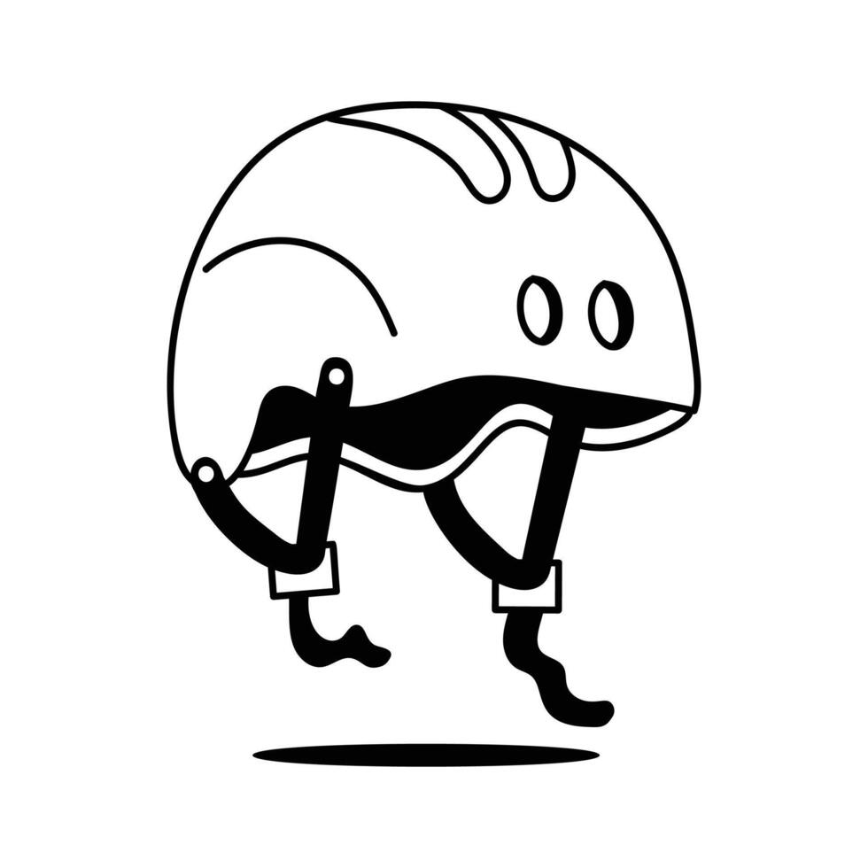 A hand drawn icon of cycling helmet, ready to use vector