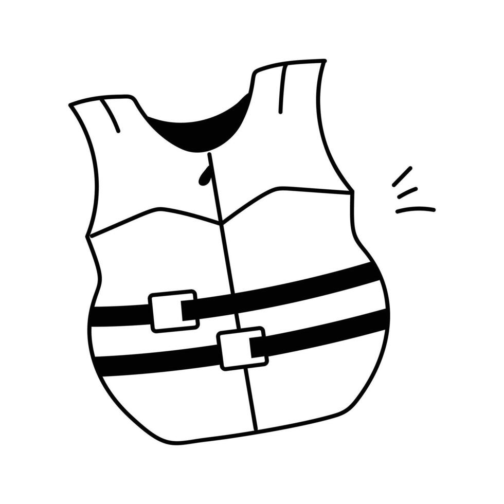 A life vest icon, water sports, providing flotation and safety vector