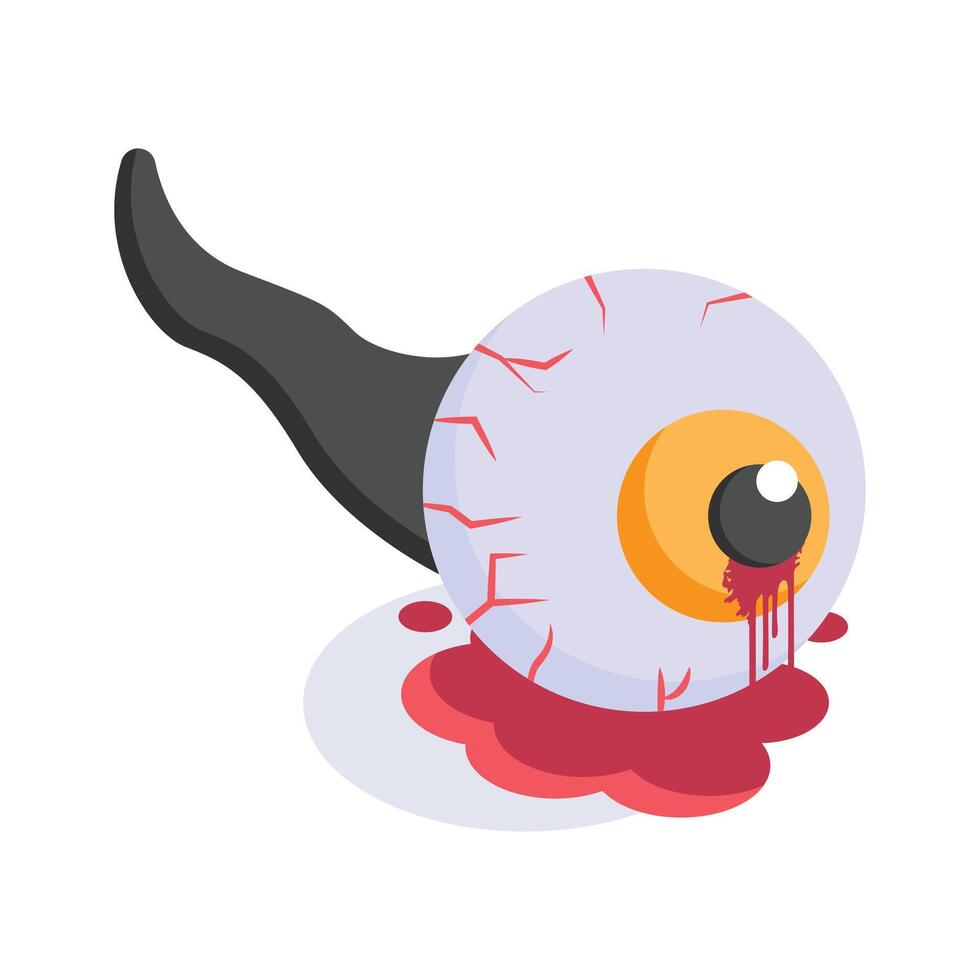 Scary halloween dead eye, isometric icon of evil eye vector