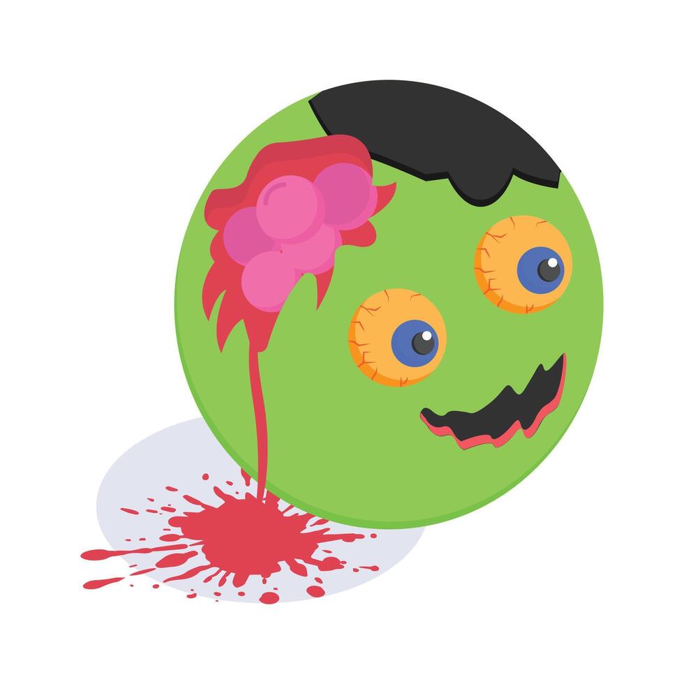 An isometric icon of zombie emoji in modern style vector