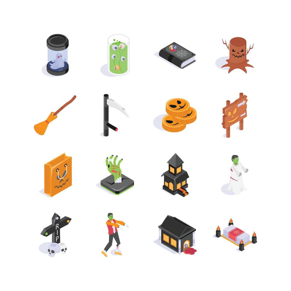 Grab this amazing halloween icons set in trendy style vector