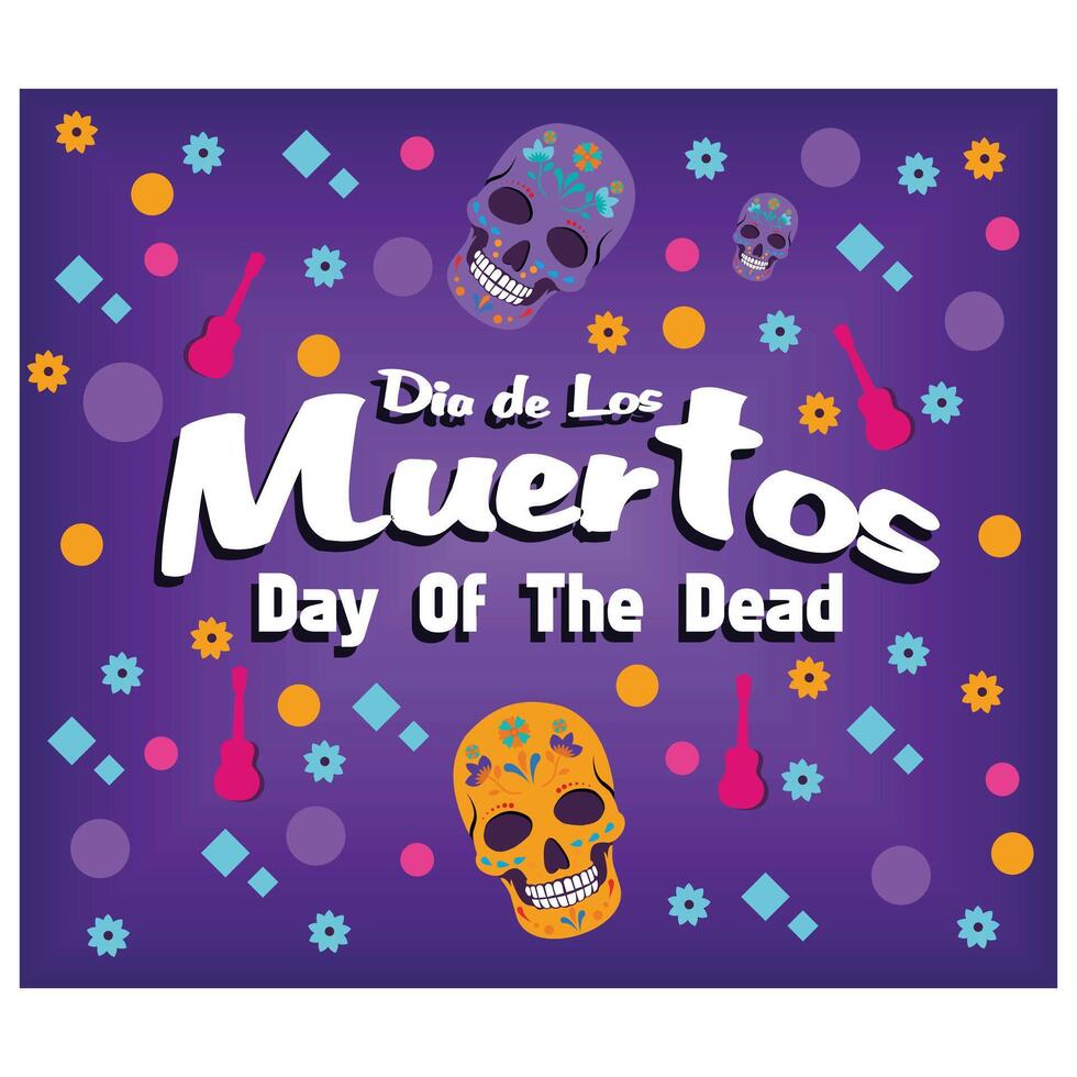 Inscription Day of the Dead in Spanish. Flat modern illustration vector