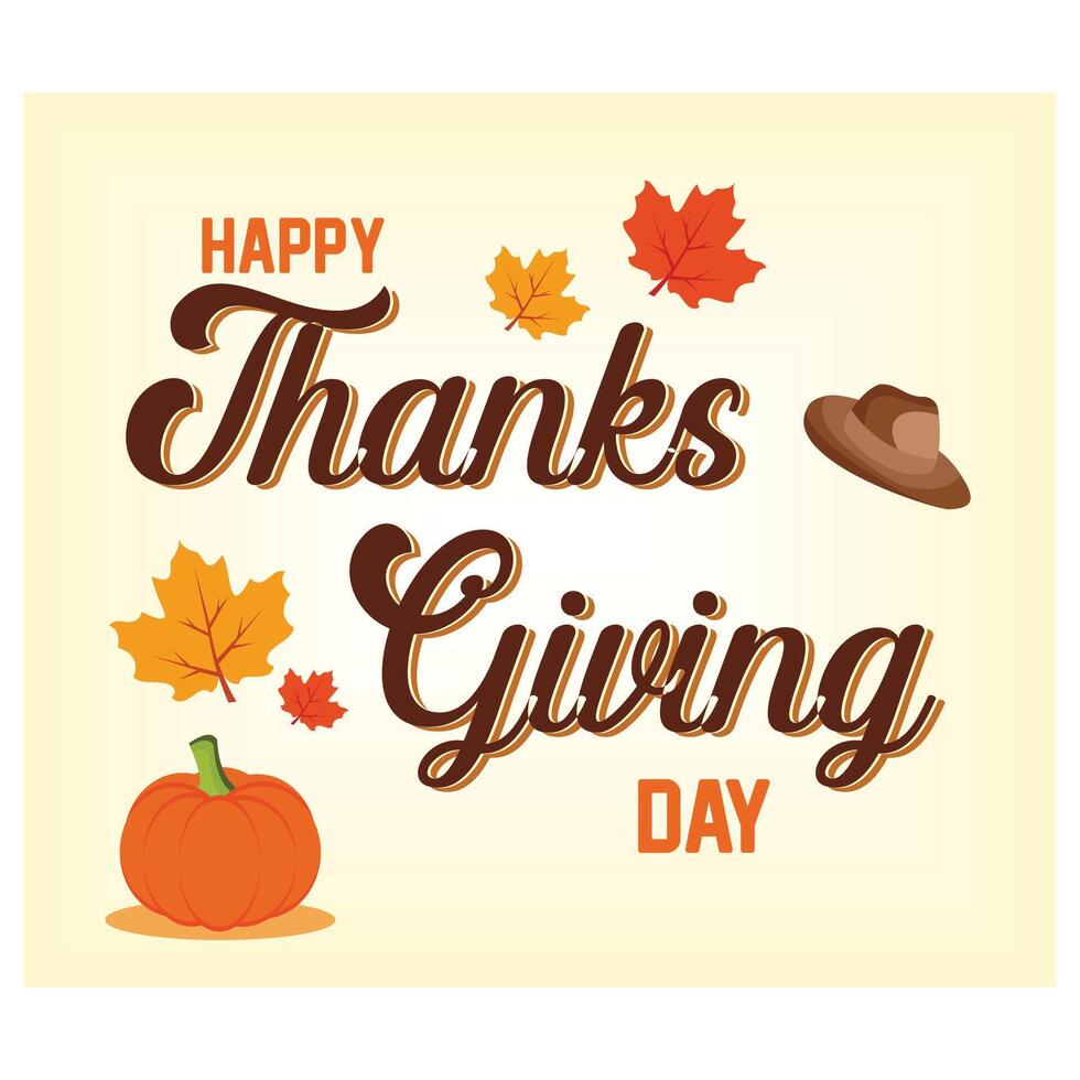 Typography letter Happy Thanksgiving Day. Flat modern illustration vector