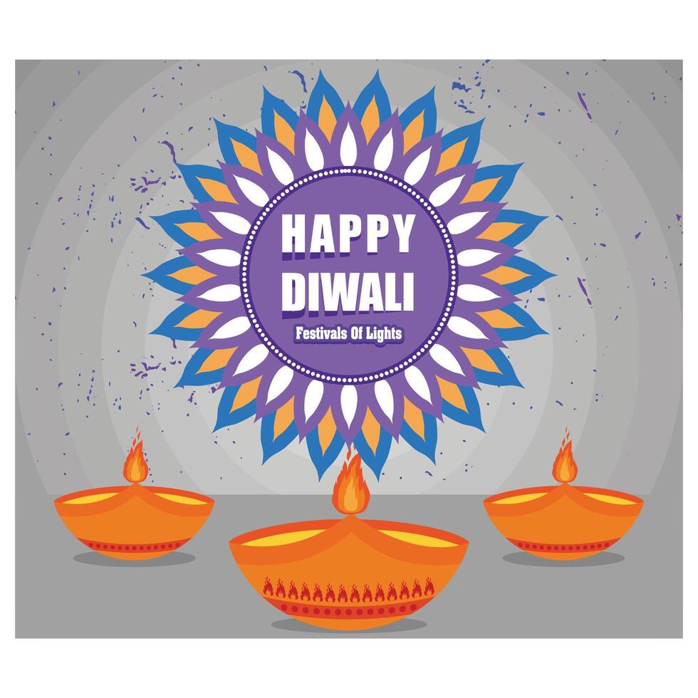 Happy Diwali greetings. Flat modern illustration vector