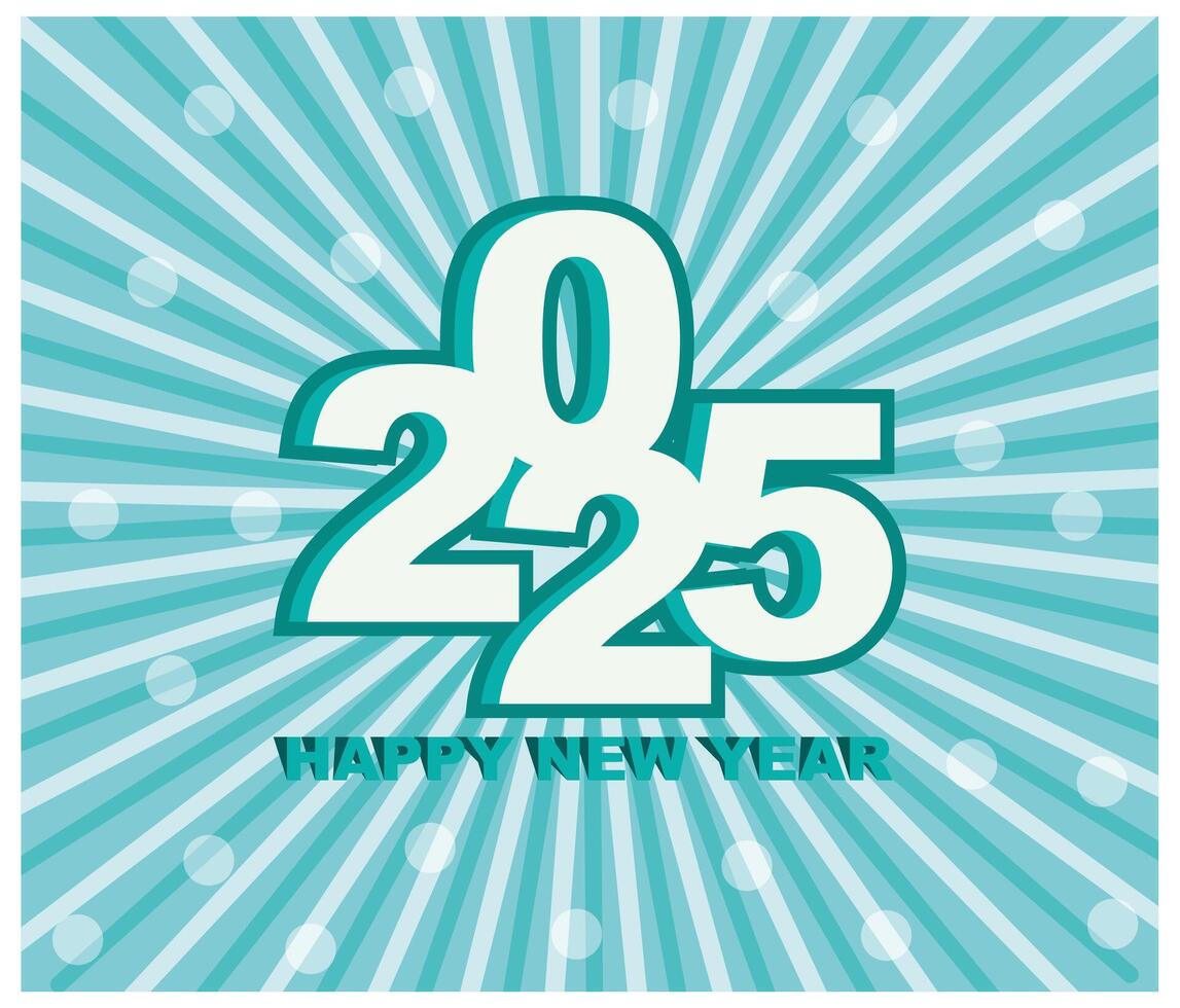 New Year greeting 2025 night party atmosphere banner with fireworks on blue background. flat modern illustration vector