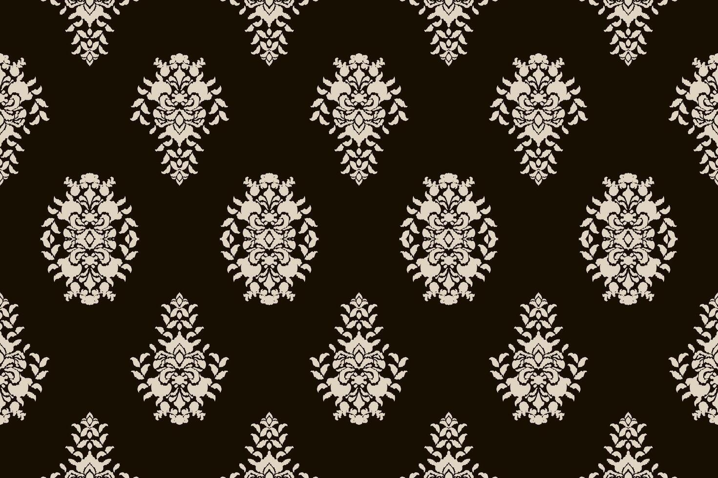 Ethnic ikat floral Ethnic Indian Pattern Ikat pattern Ethnic Pattern.Border indian floral Aztec embroidery border seamless patterns. white motifs on black background. vector