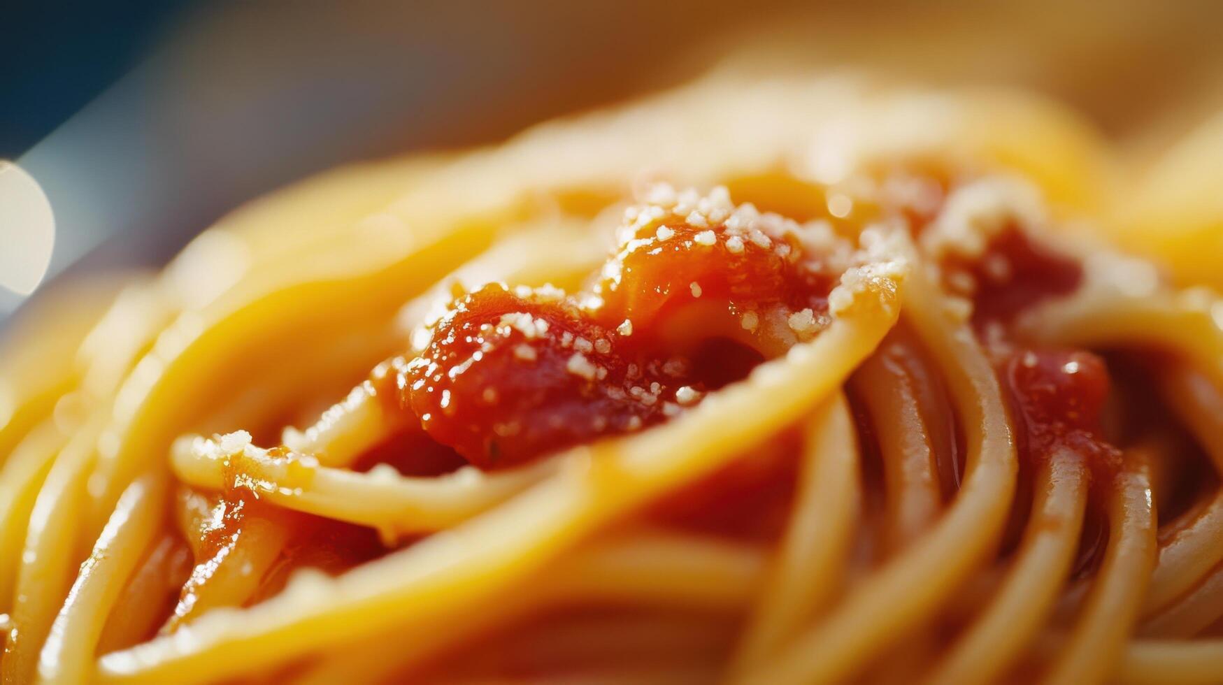 Close up of spaghetti with tomato sauce photo
