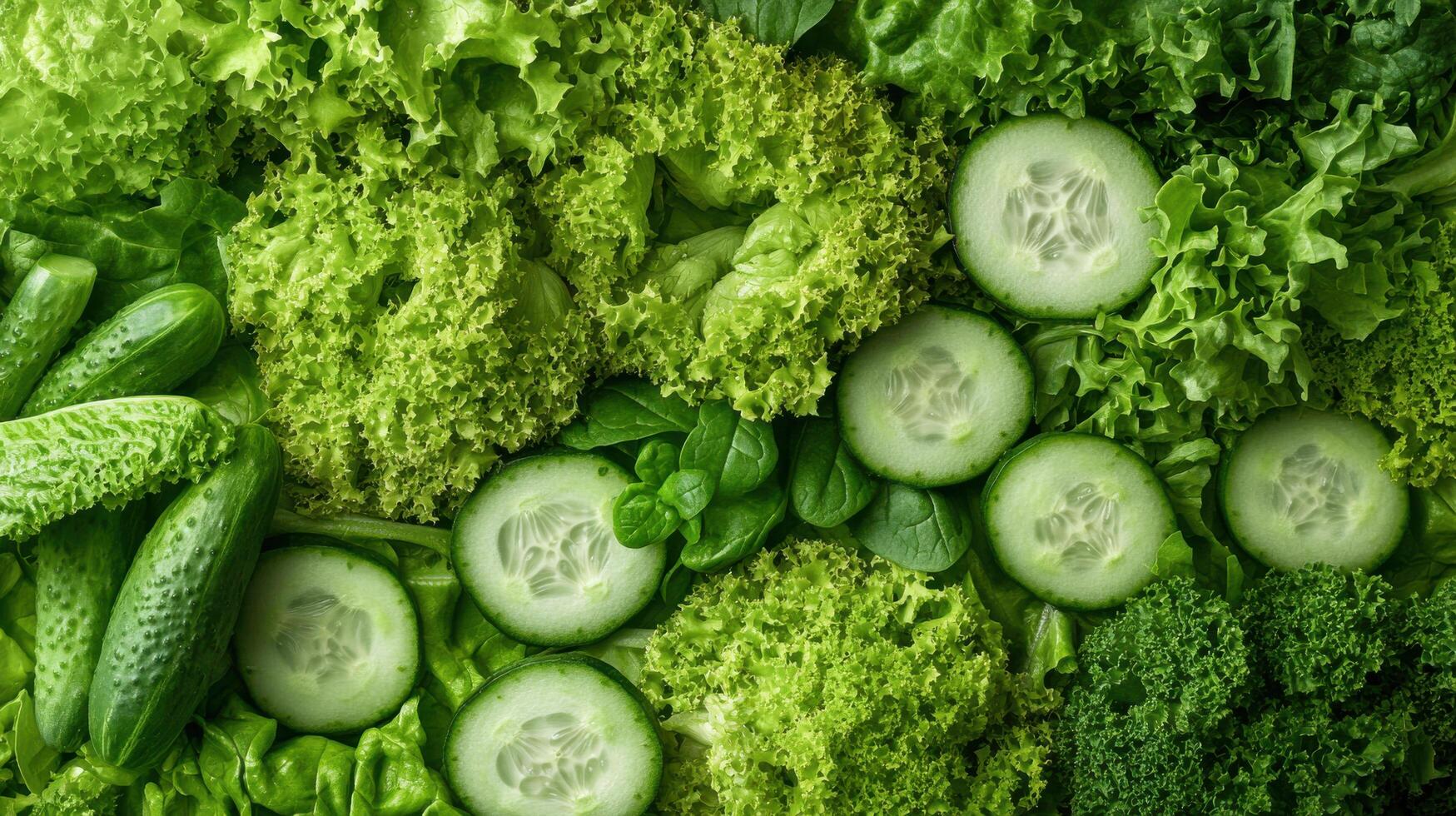 Green vegetables are arranged in a circle photo