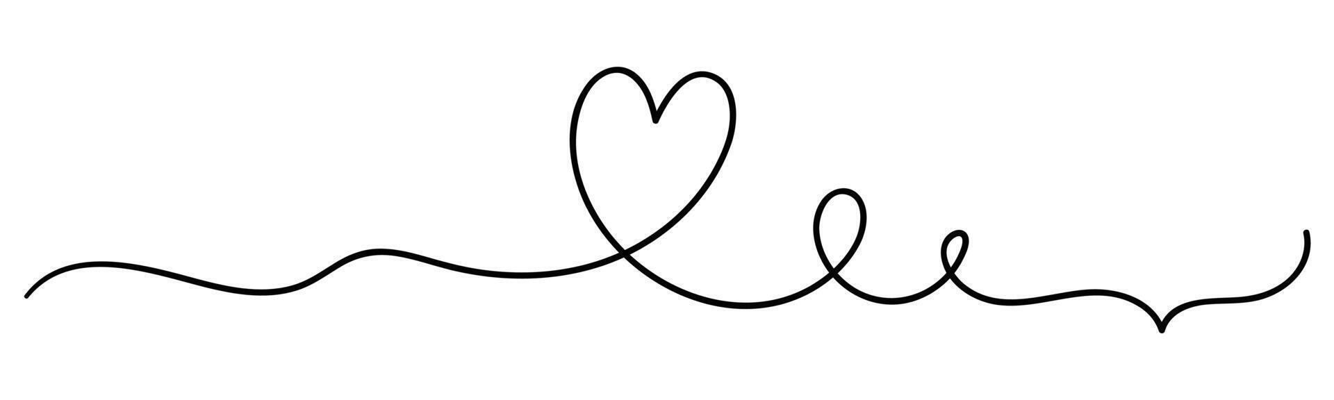 Continuous line drawing art. love hand drawn with black line for illustration vector