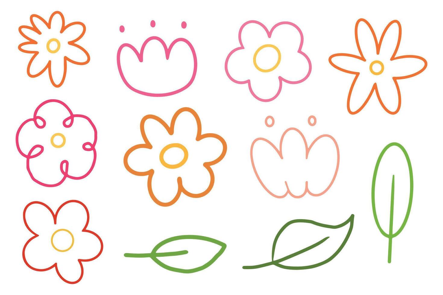 Doodle flower cartoon hand drawn with colorful line for element and illustration vector