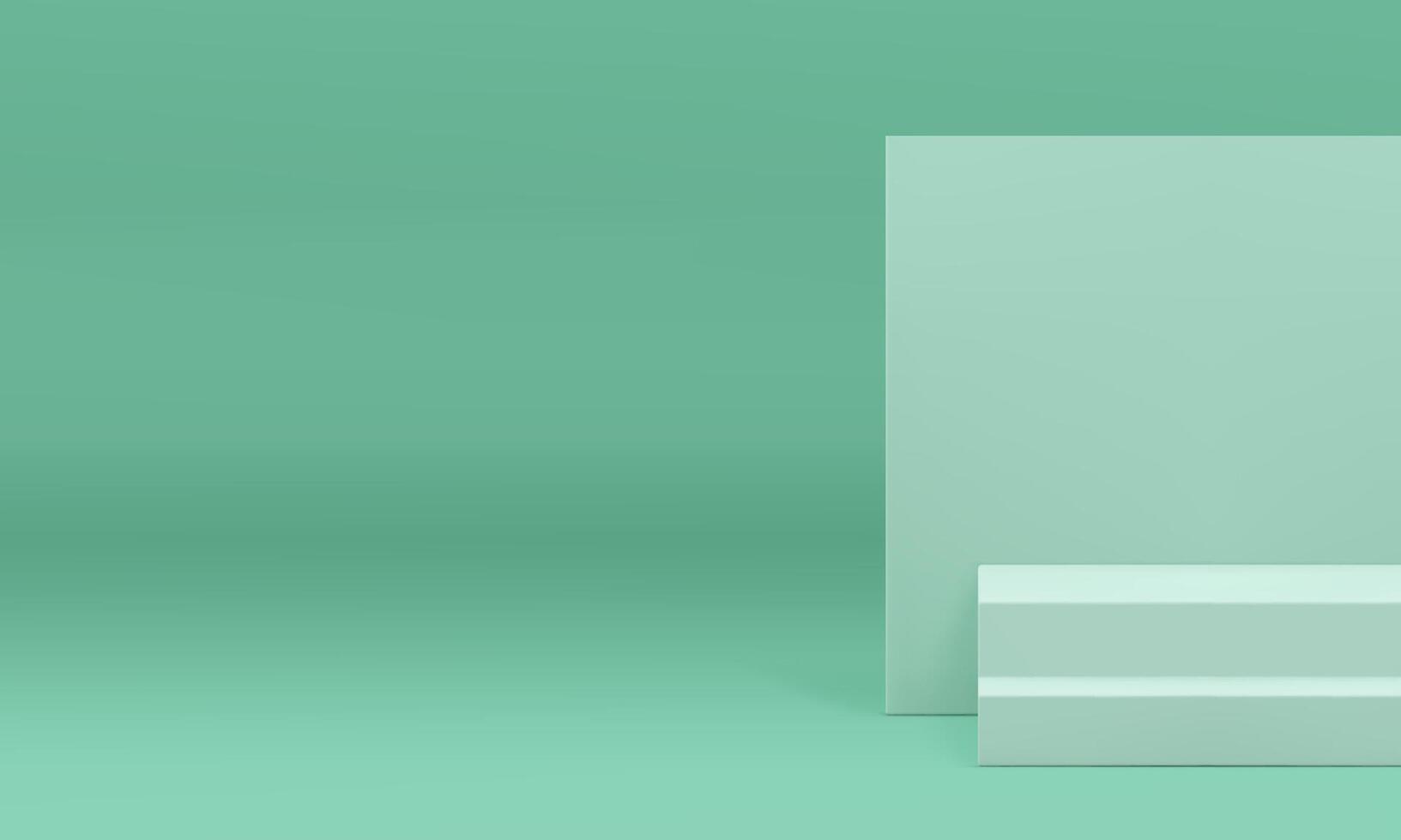 3d light green podium pedestal staircase display mockup for show realistic illustration vector