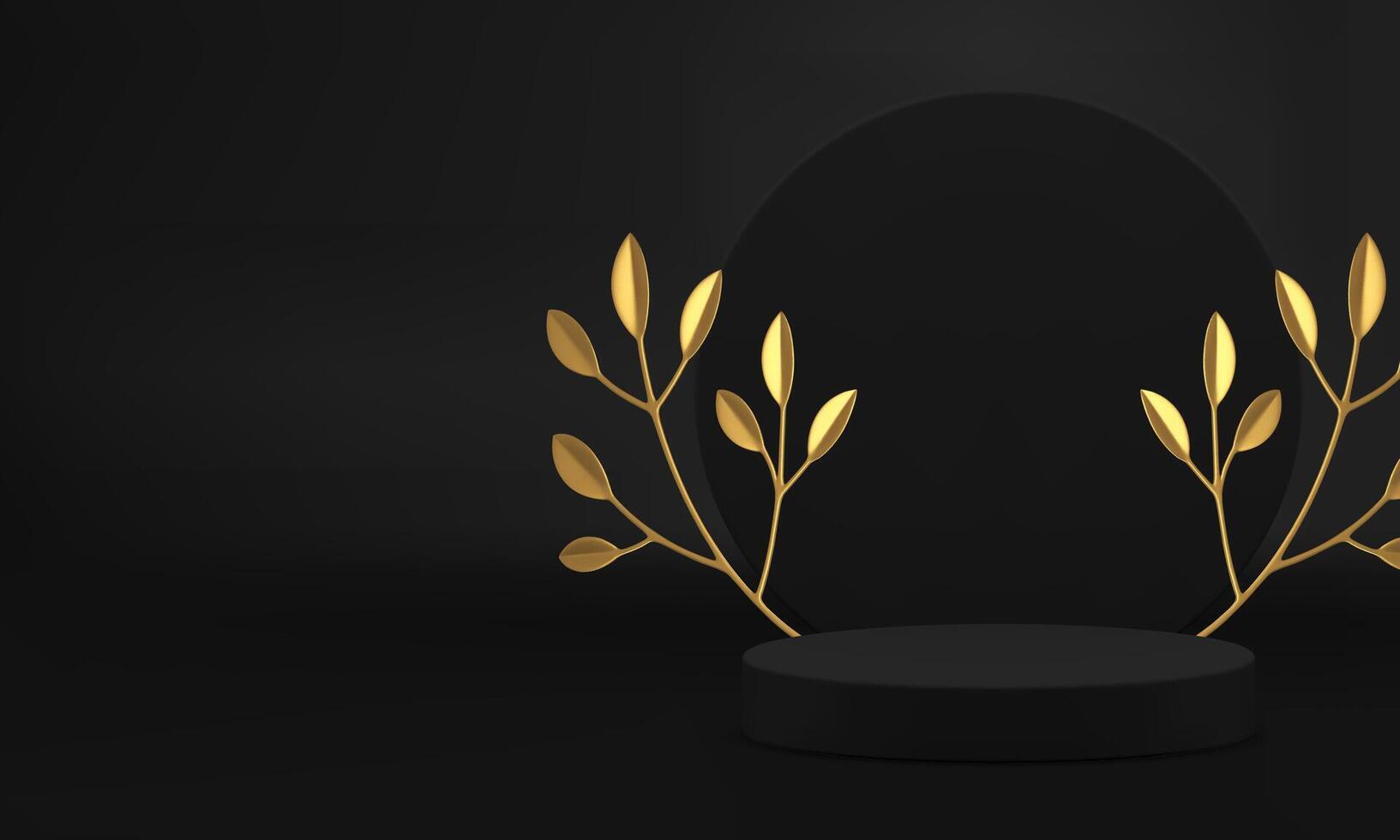 3d black showcase podium pedestal for luxury product presentation realistic illustration vector