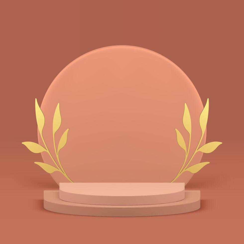 3d beige semicircle podium luxury pedestal for product show realistic illustration vector