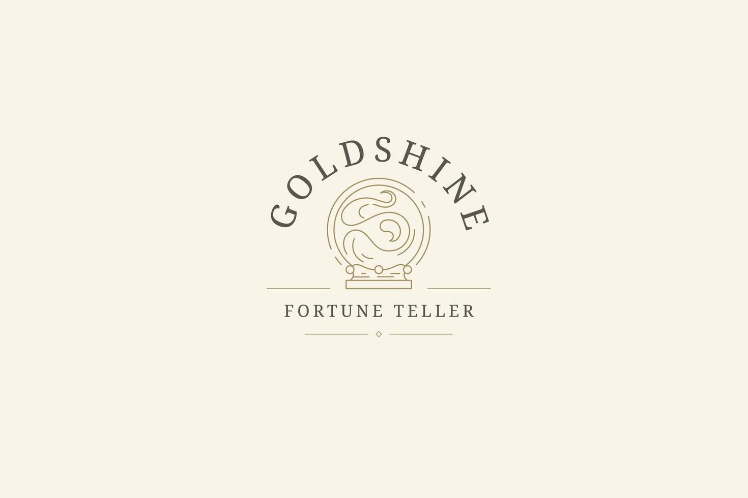Magic ball fortune prediction line art logo design template illustration vector