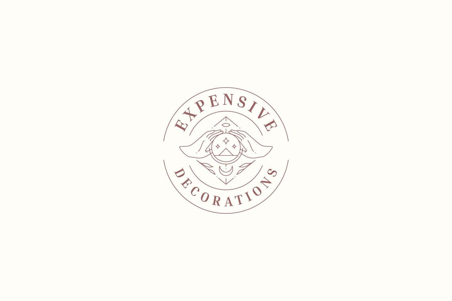 Magic mythology botany hands circle line art logo design template for beauty salon vector