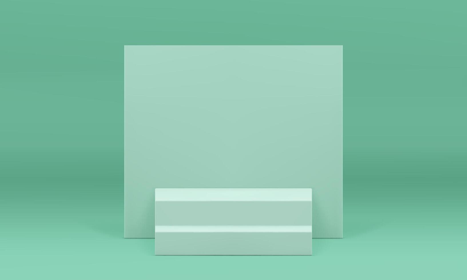 Light green 3d podium pedestal staircase with wall background realistic illustration vector