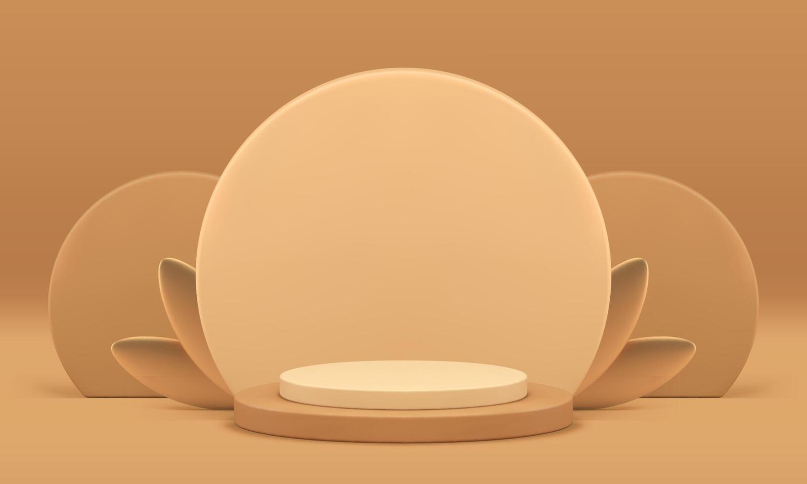 3d beige cylinder podium mockup for cosmetic product show realistic illustration vector