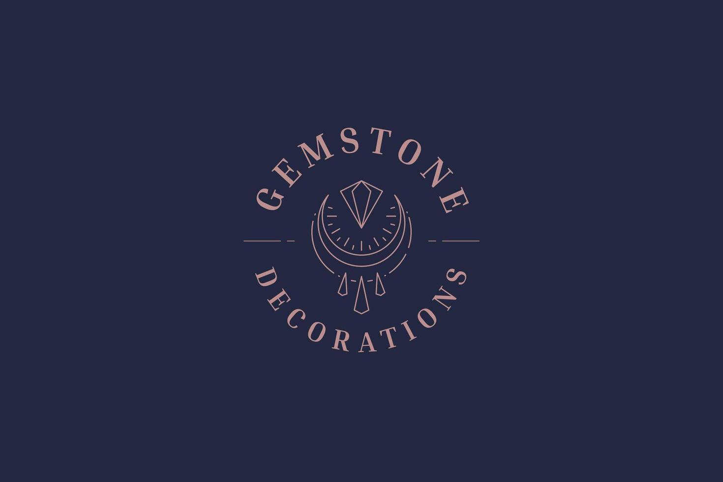Esoteric crescent with gem crystal luxury line art logo design template illustration vector