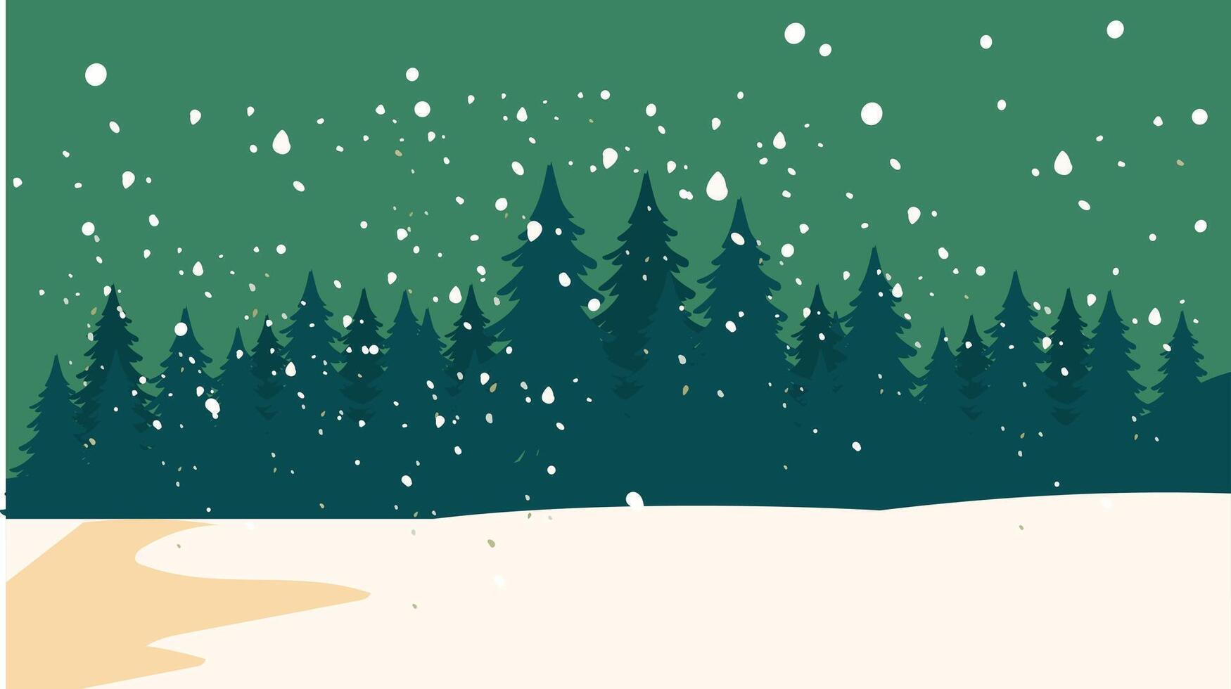 Winter landscape with snowfall and trees background illustration vector