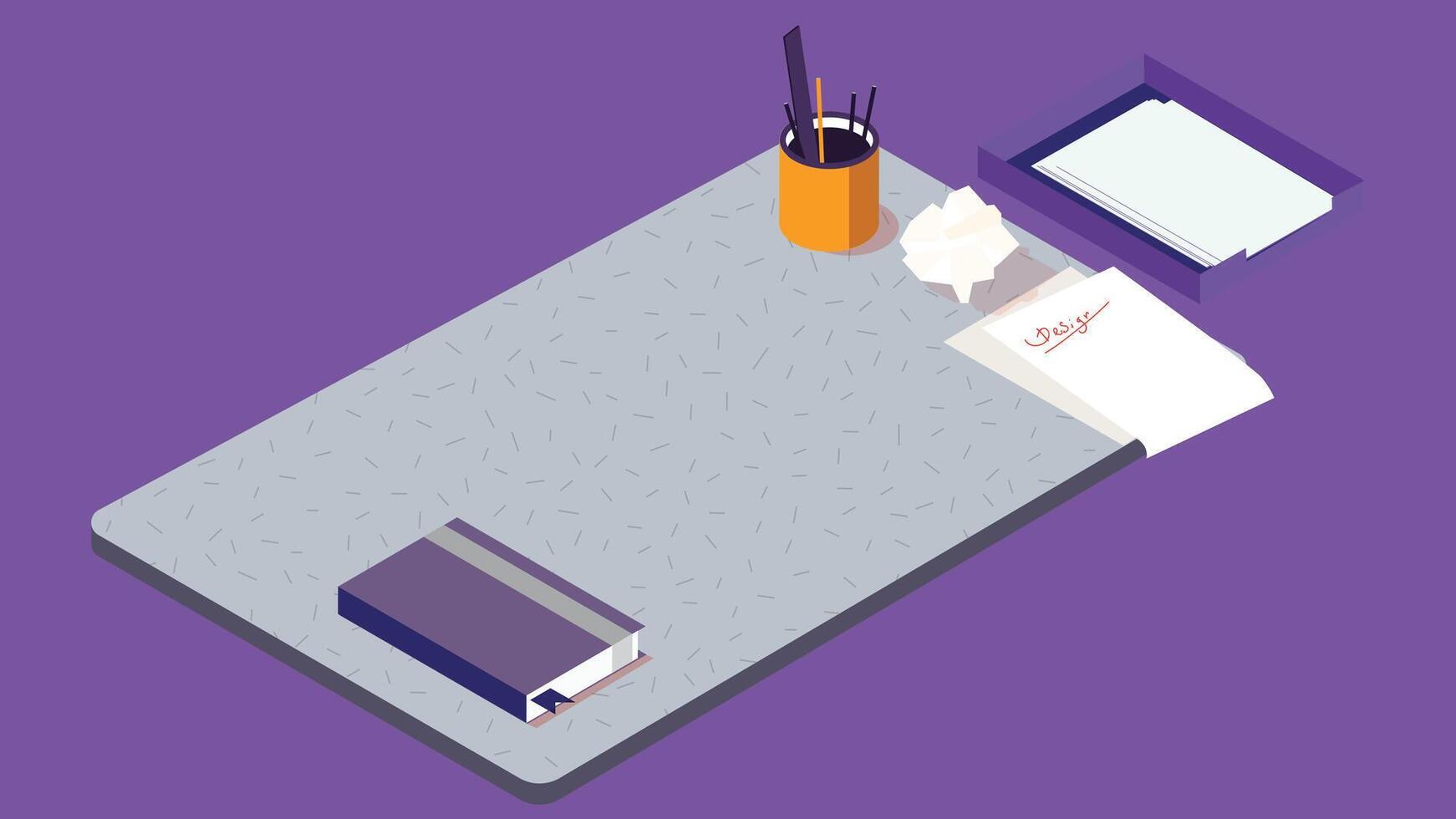 Isometric office and desk elements illustration vector