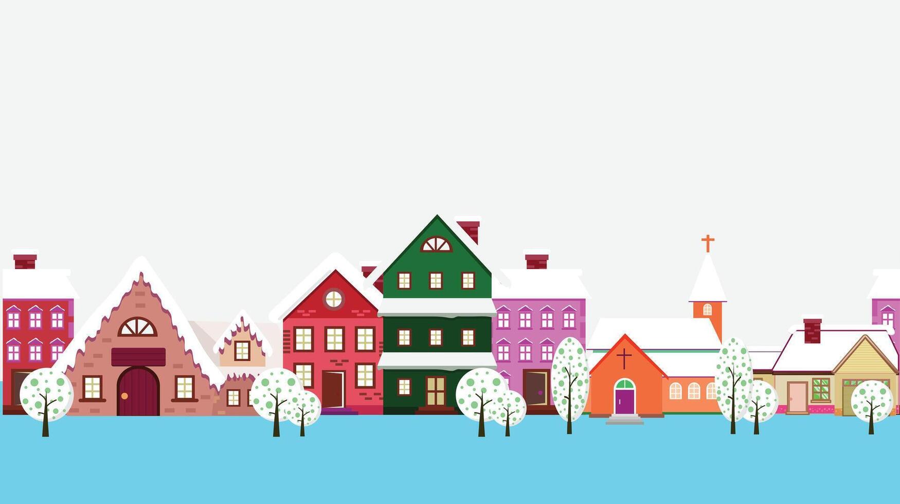 House in the snow surface flat illustration vector