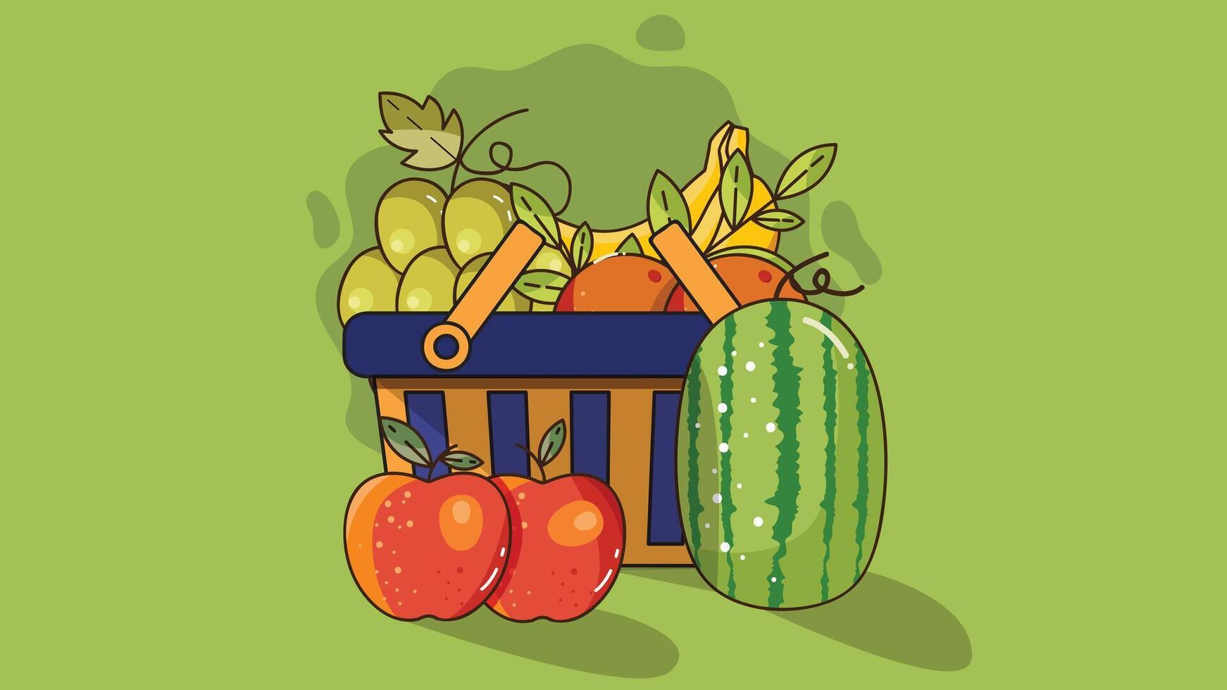 Shopping cart full of groceries items isolated illustration vector
