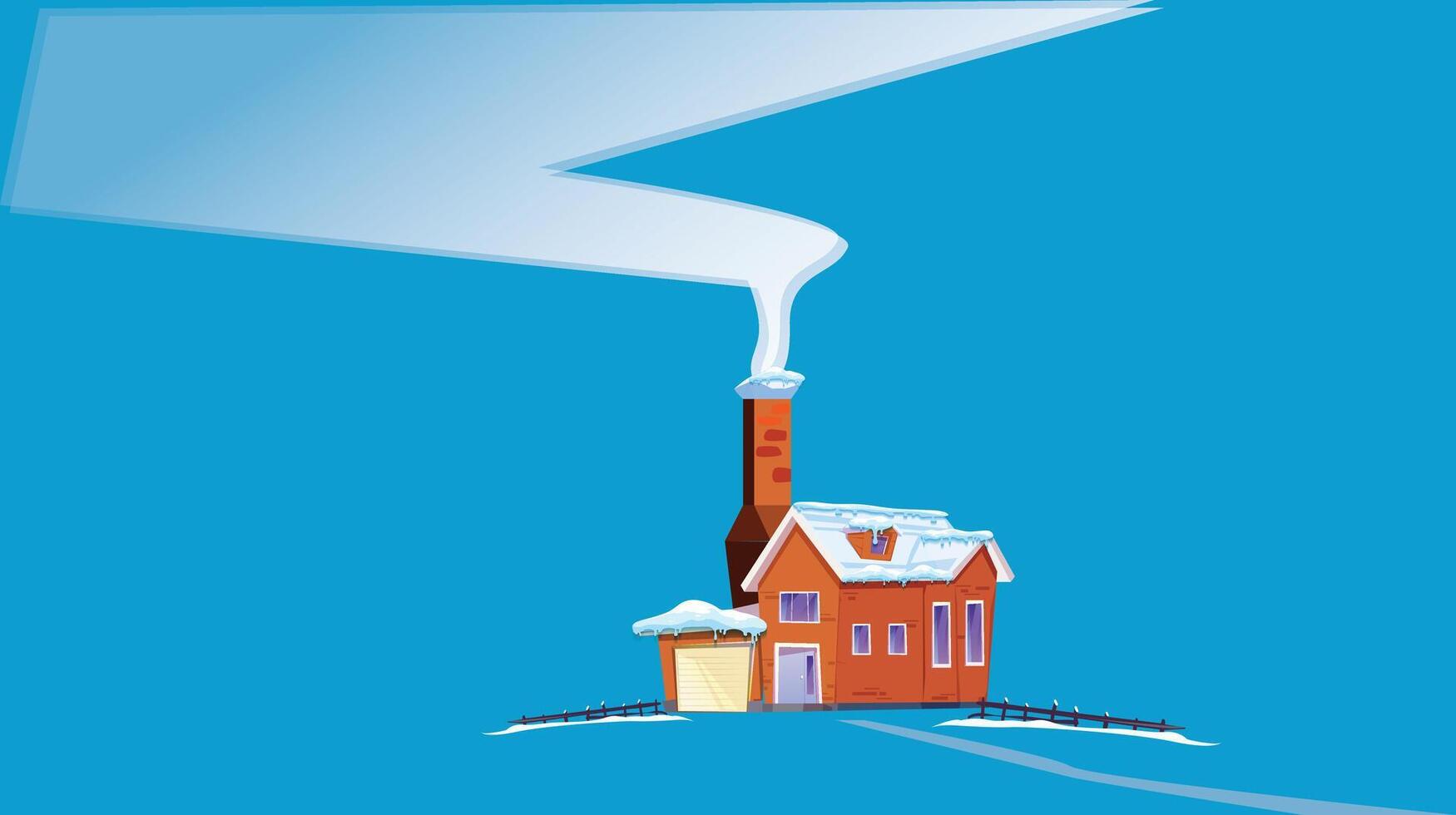 House in the snow surface flat illustration vector