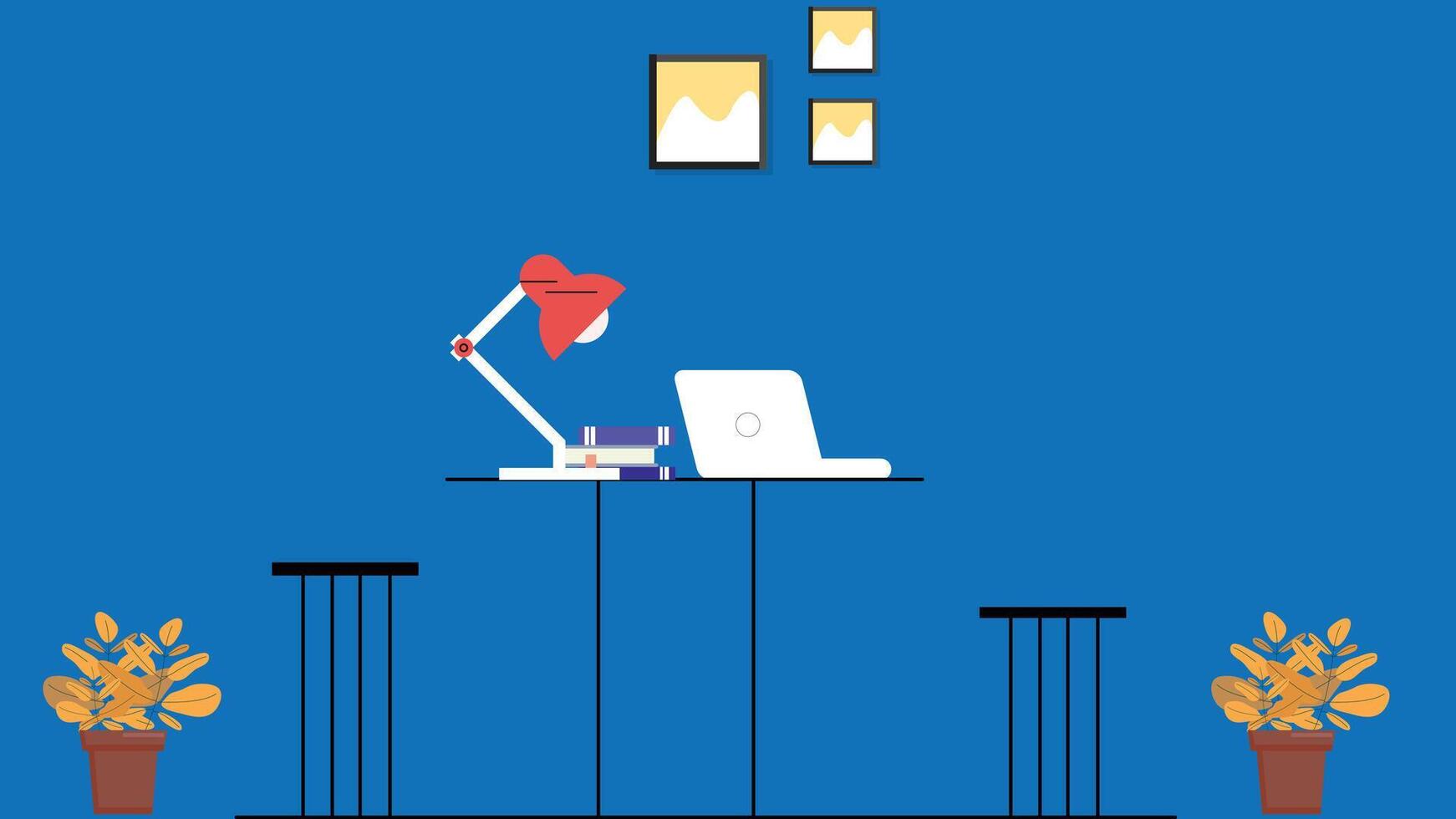 Computer screen on a desk flat design illustration vector