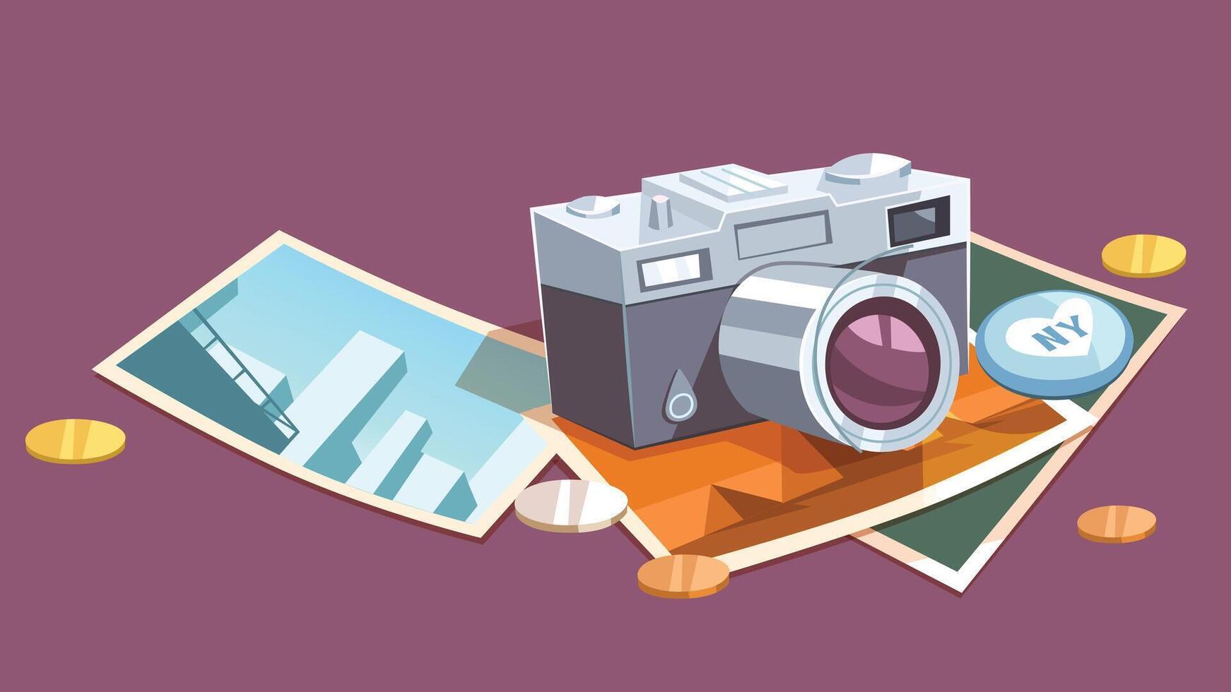Travelling pictures and photography concept illustration vector