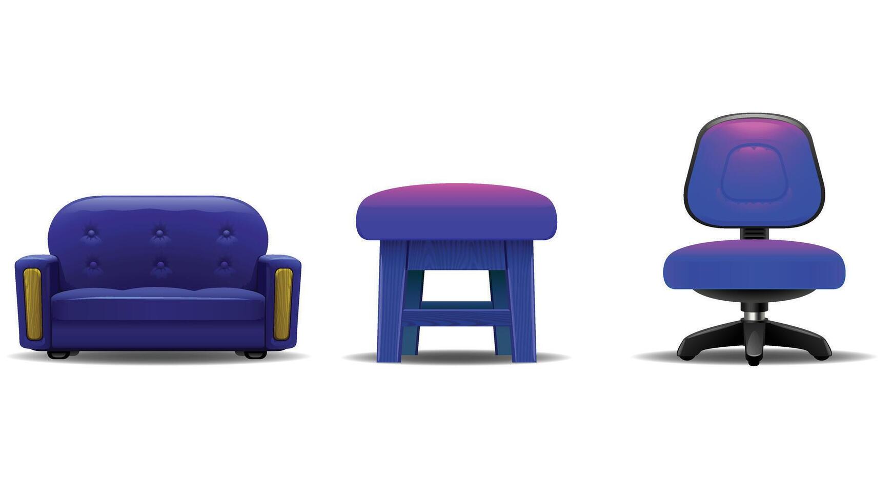 Furniture chair sets flat design elements vector