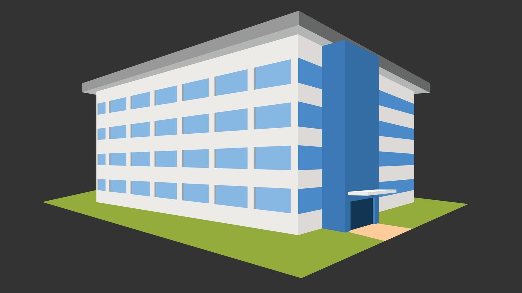 school building with 3d perspective illustration vector