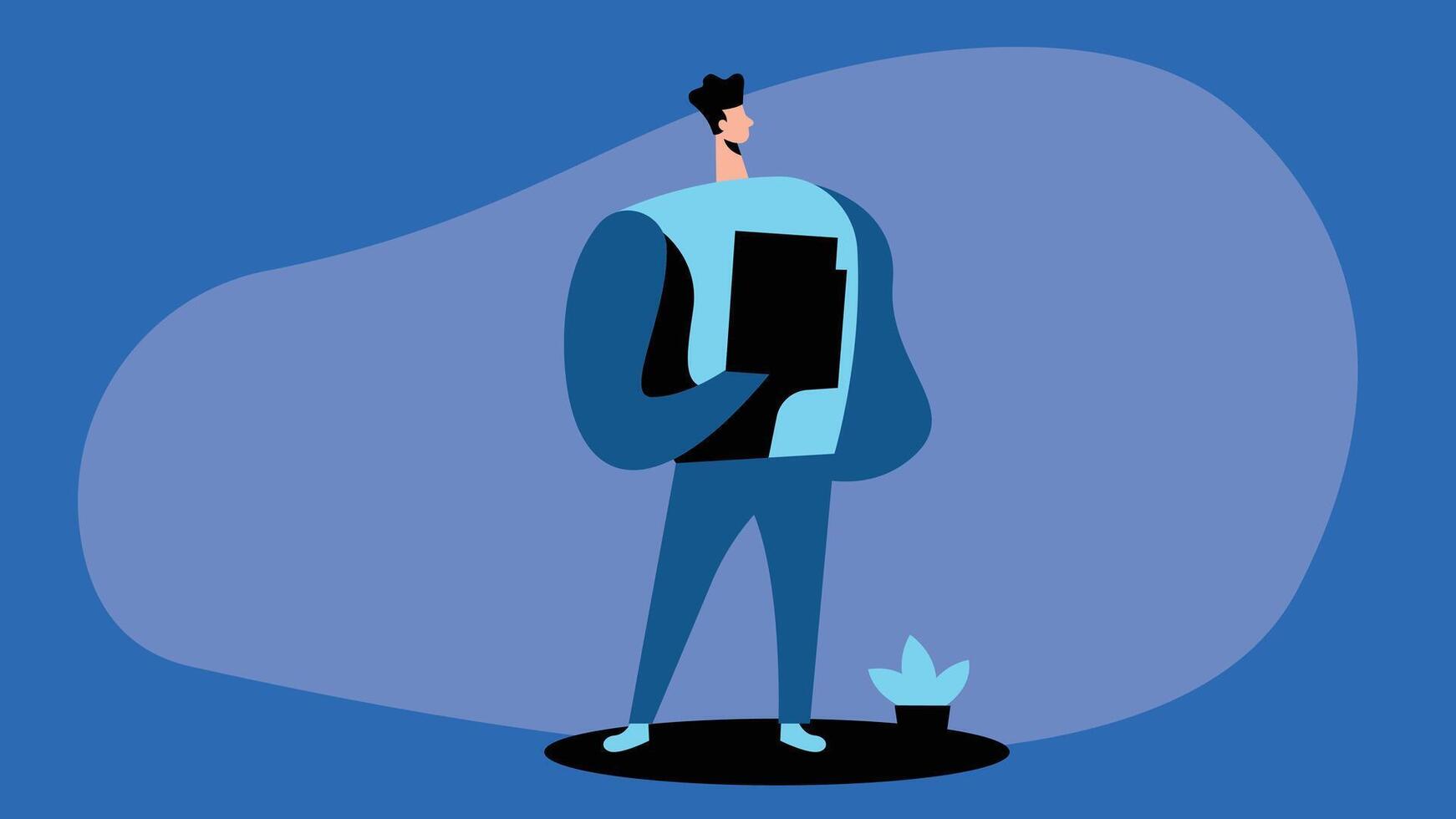 Fitness couch giving instructions and holding a board illustration vector