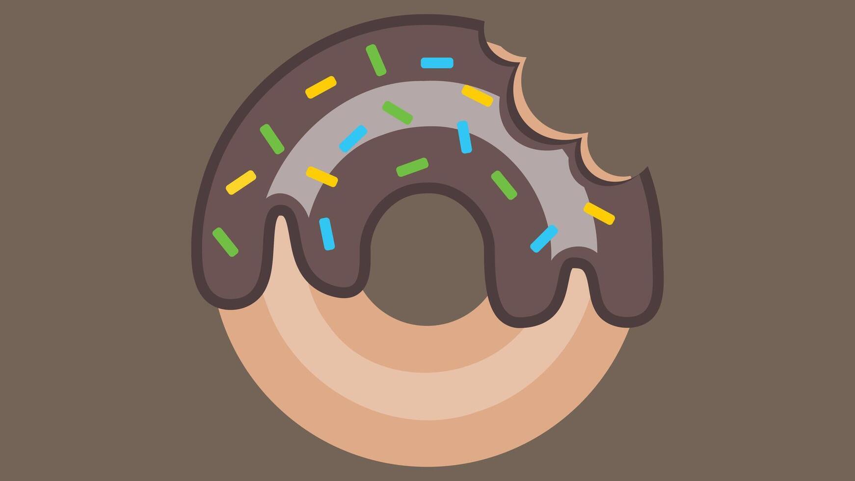 Doughnut sweets with chocolate sprinkles flat illustration vector