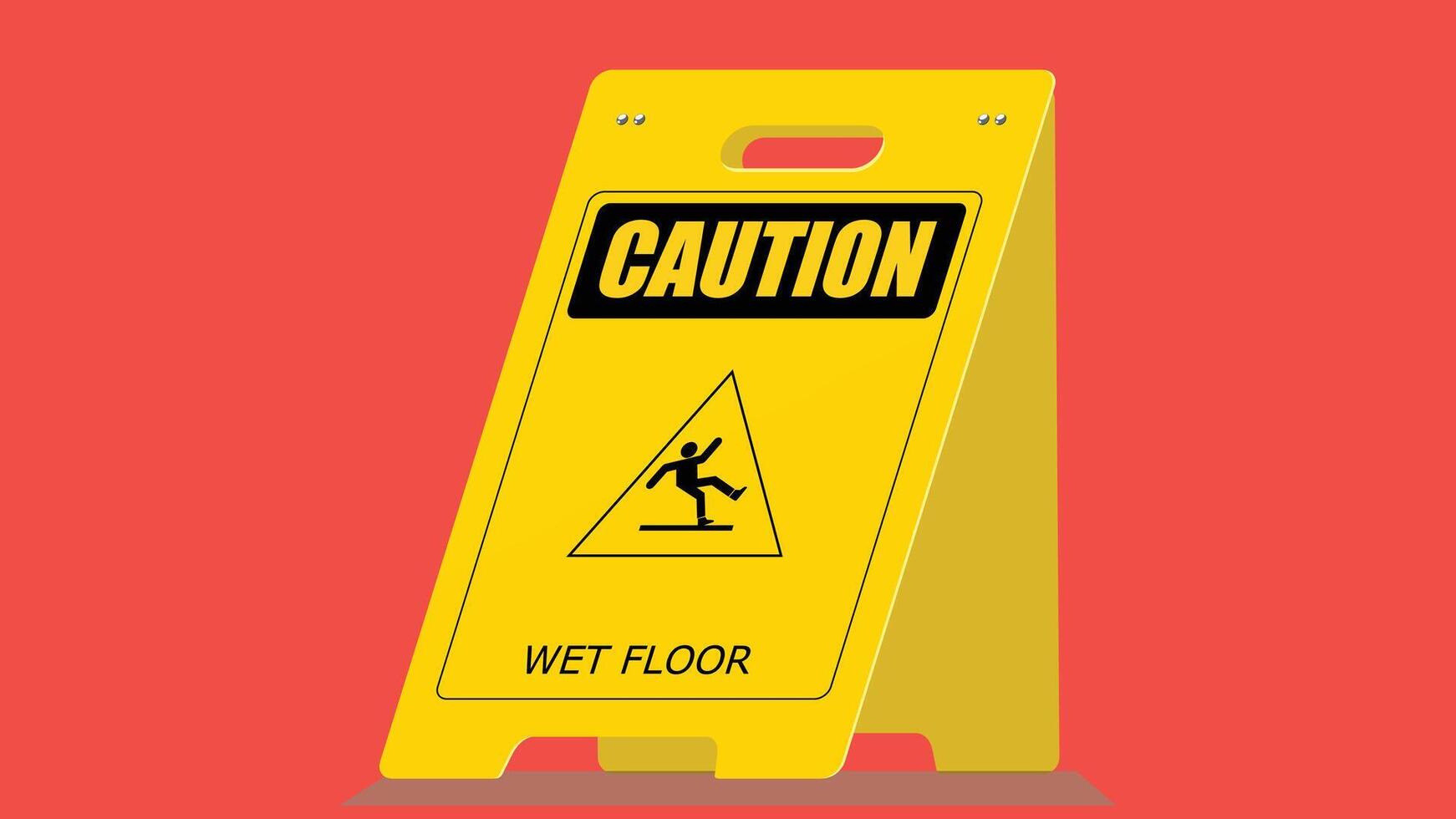 Floor wet floor Caution sign isolated graphic illustration vector