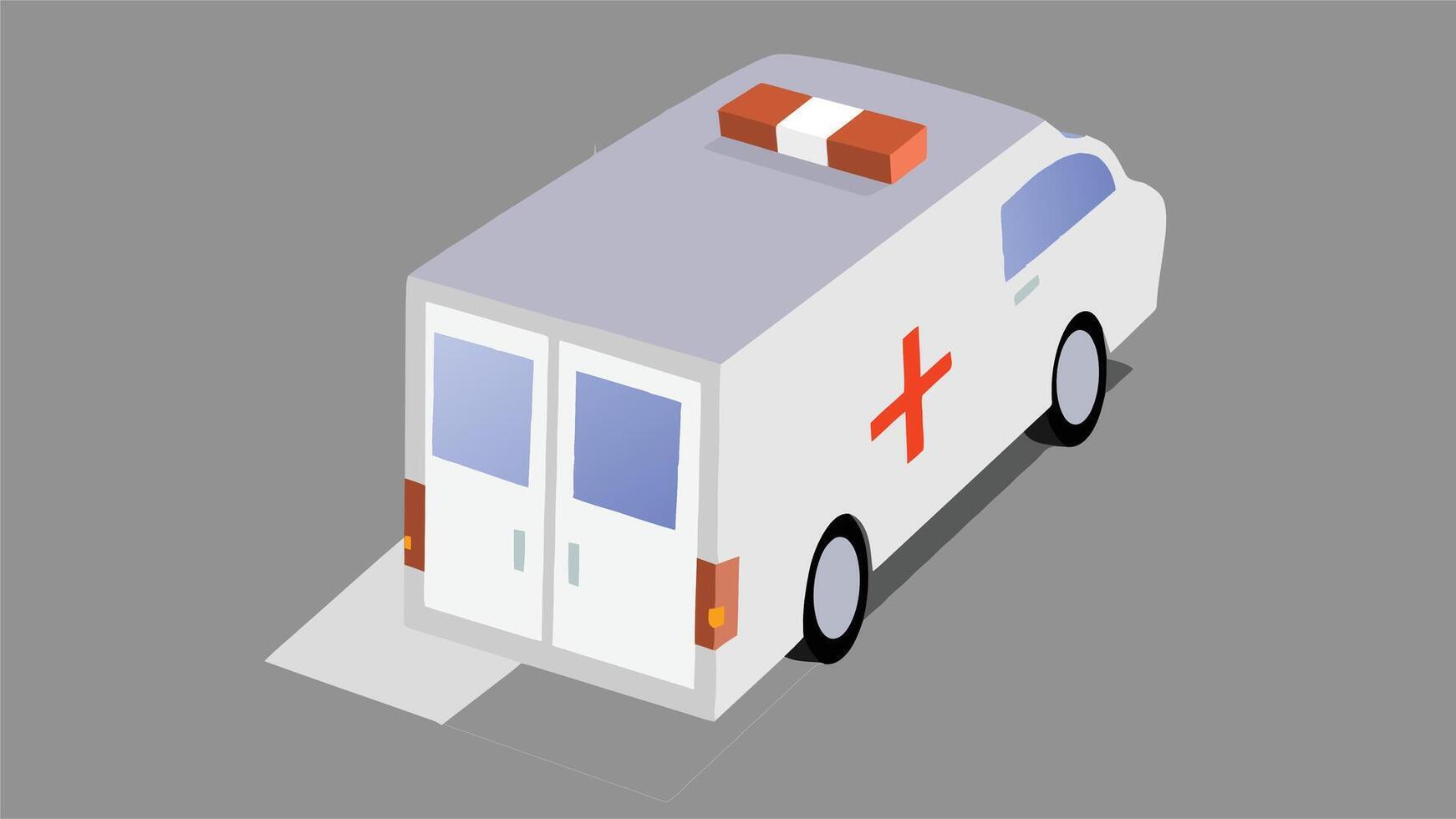 Ambulance car on street isometric style ilustration vector