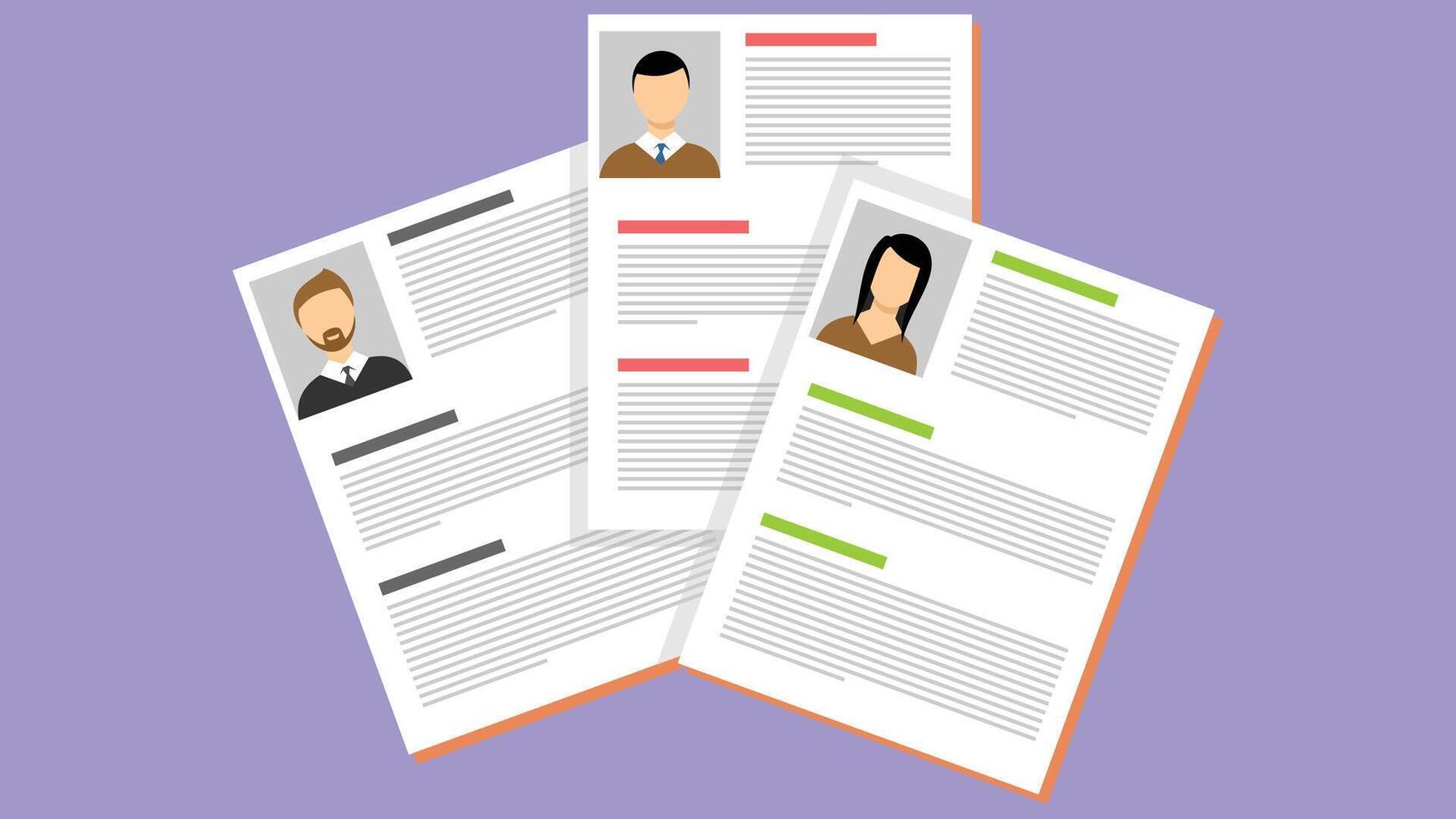 Candidates CV selection process and recruitment illustration vector
