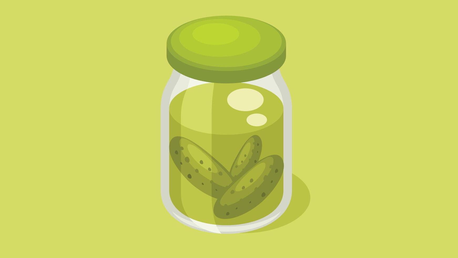 Jar of cucumber pickles preserved in water illustration vector