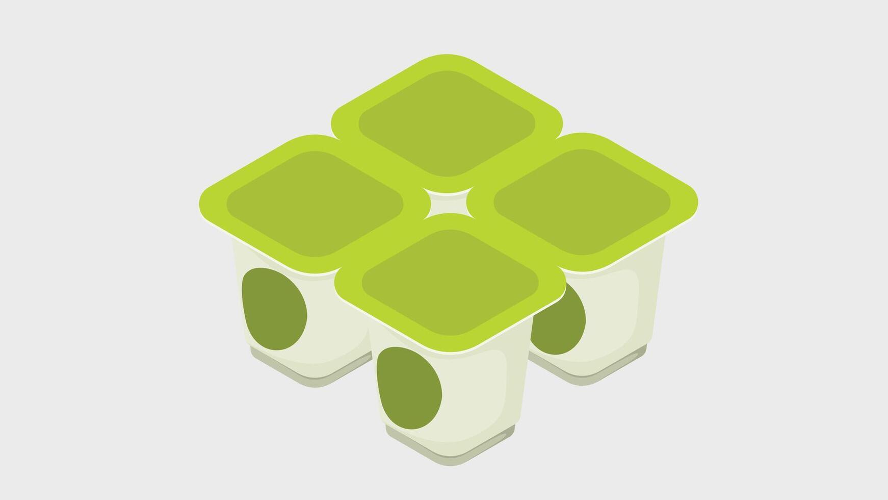Yogurt pack of four pieces isometric illustration vector