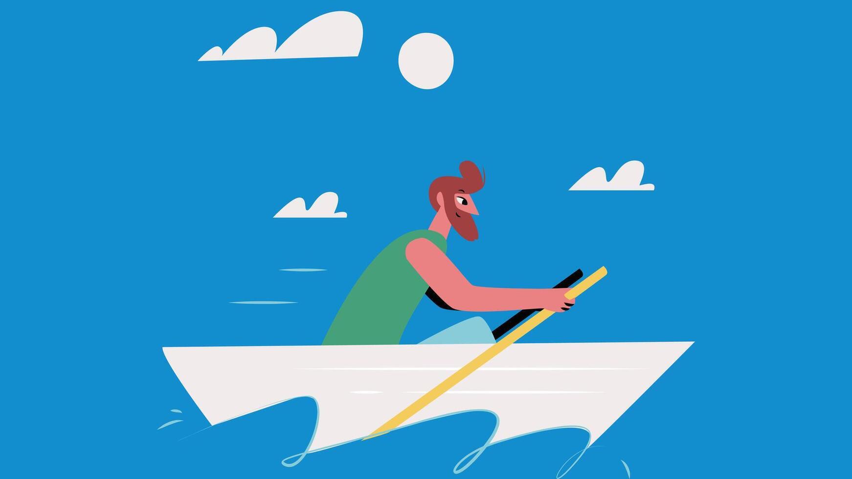 Athlete person paddling a boat in the sea vector