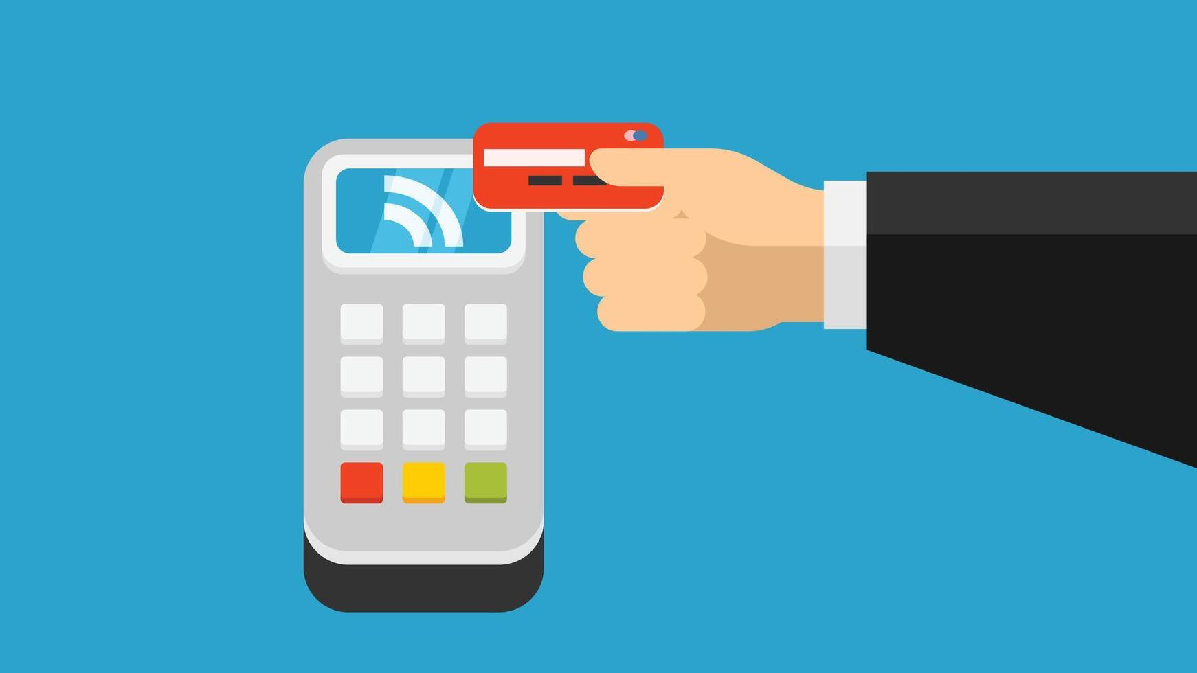 Contactless payment to POS with credit card illustration vector
