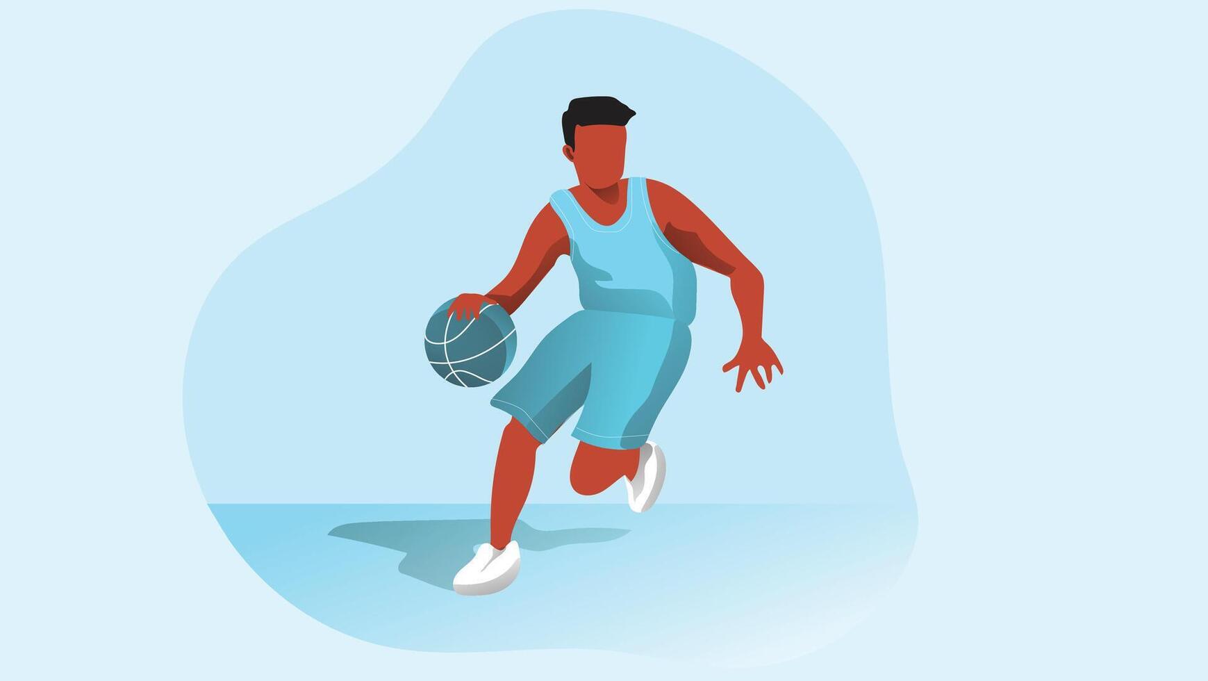 Basket ball player in the court isolated illustration vector