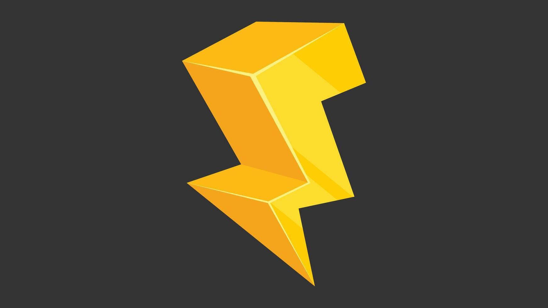 Thunder symbol in gold color 3d effect illustration vector