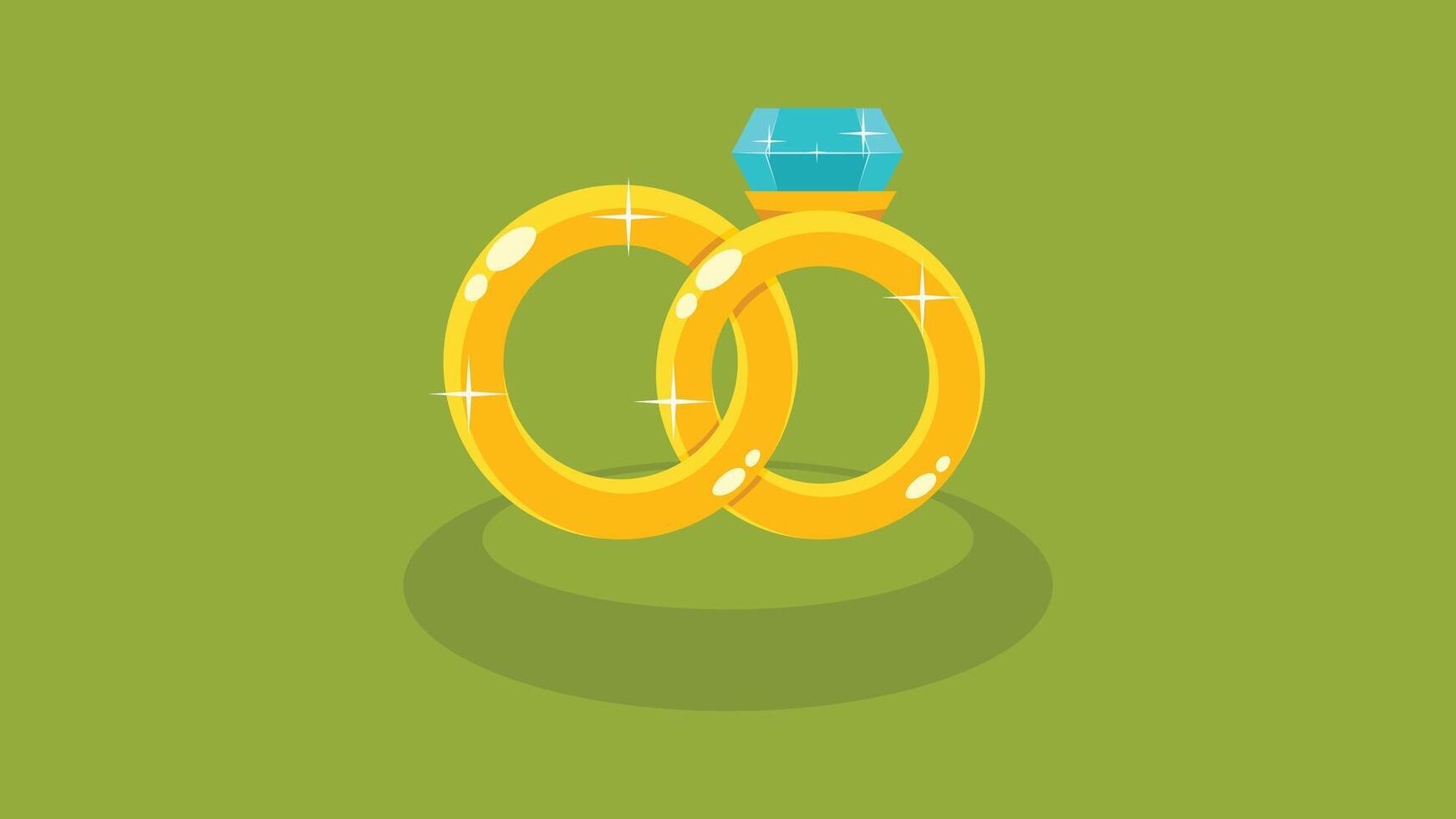 engagement and wedding rings with diamond isolated graphic element vector